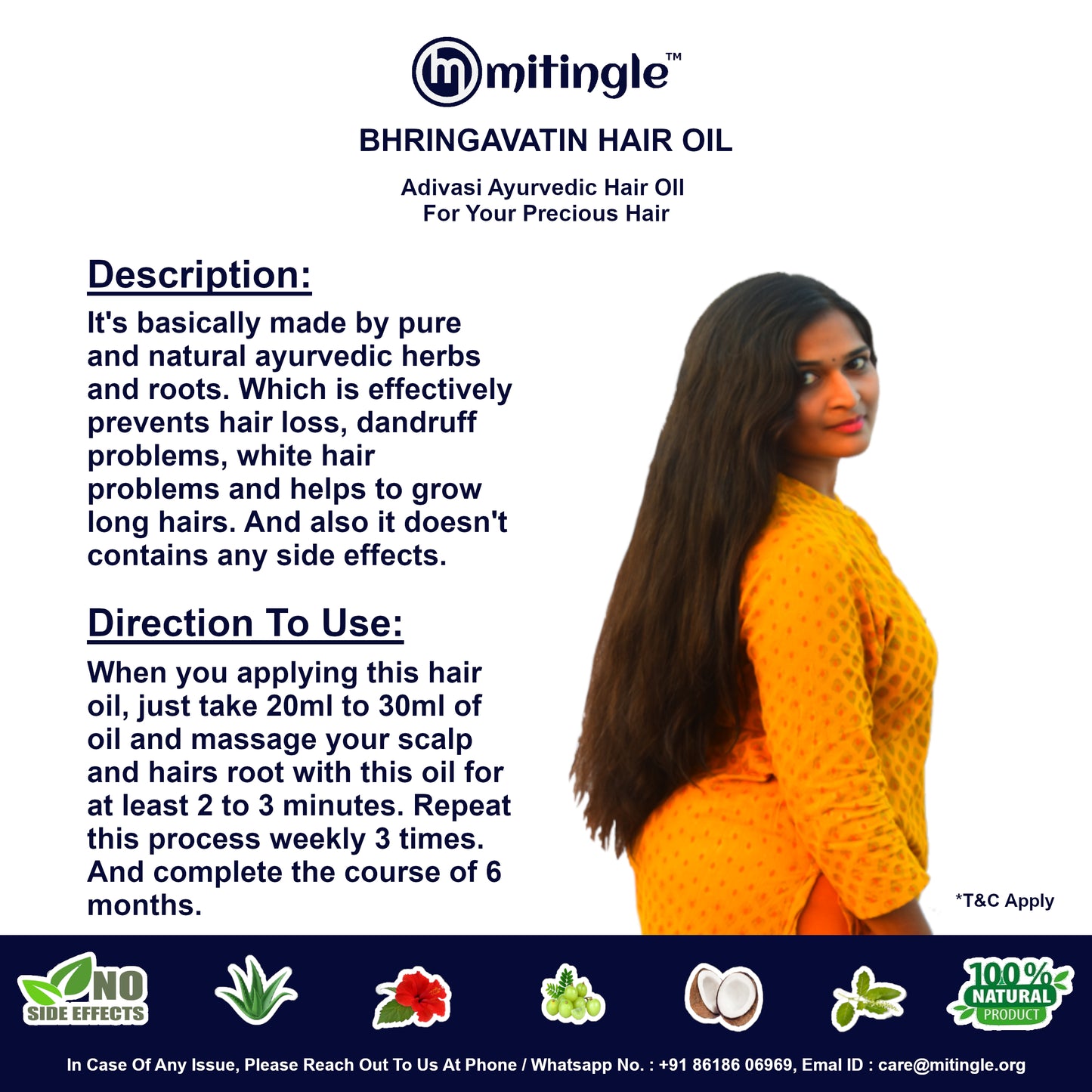 Mitingle Bhringavatin Hair Oil | Adivasi Hair Oil, 1000ml